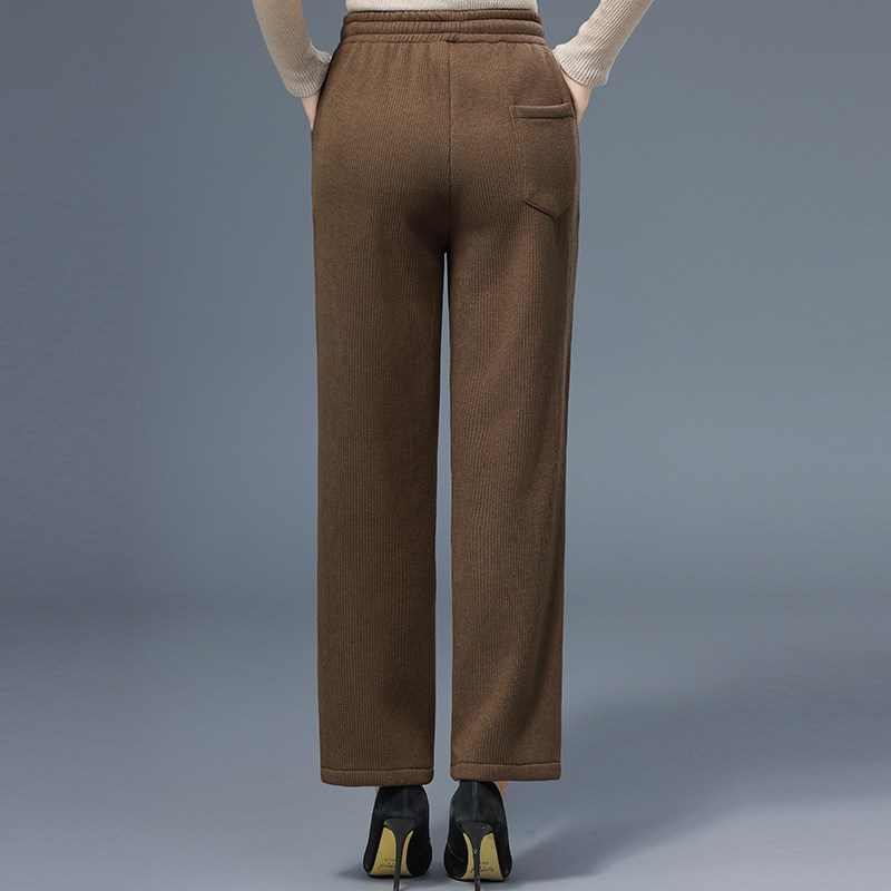 中老年女裤加绒冬季长裤妈妈装条绒裤高腰保暖老太太冬款时尚裤子