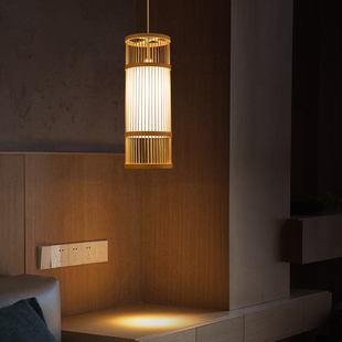 新中式禅意茶室竹艺吊灯日式复古民宿大堂楼梯灯茶楼餐厅饭店竹灯