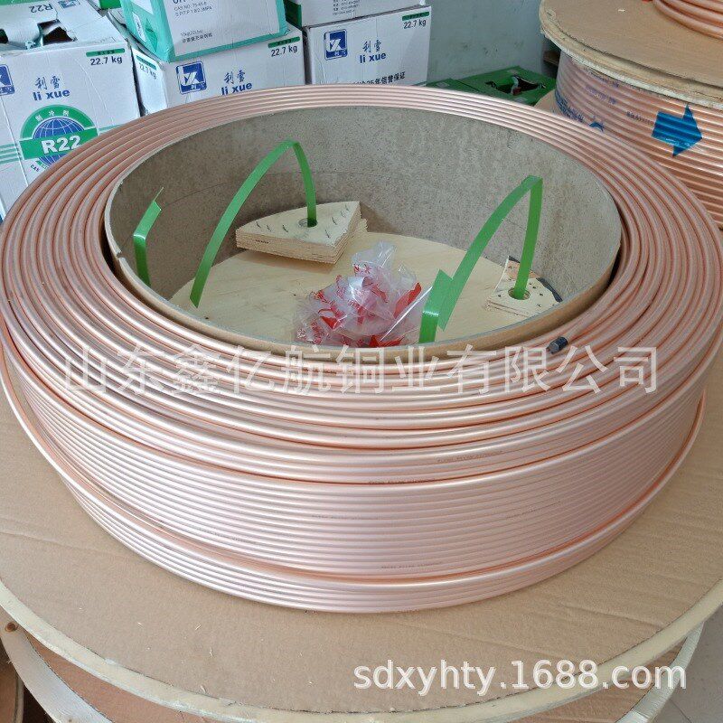 速发供管空调制铜铜管软态T2紫冷盘管换热器用紫铜应冷媒红铜管材