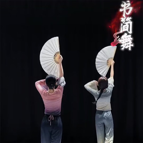 速发扇子舞蹈布书简舞纯白双面绸扇书生扇成仙折道中国风表演扇具