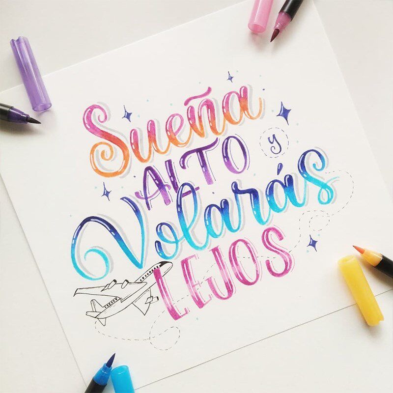 速发德国eddig140渐变色软头秀丽笔混色手账笔brush柔绘笔英文笔