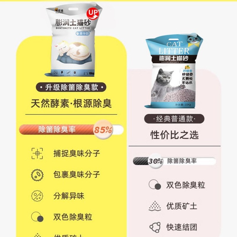 速发柠檬猫砂豆臭结团钠基矿石水砂猫砂除腐溶膨润土低尘斤