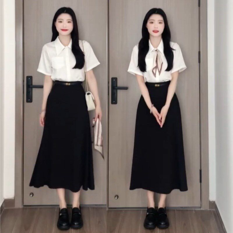 速发夏装职业搭配一整套高级感大学生答辩套装裙子正装教面资试