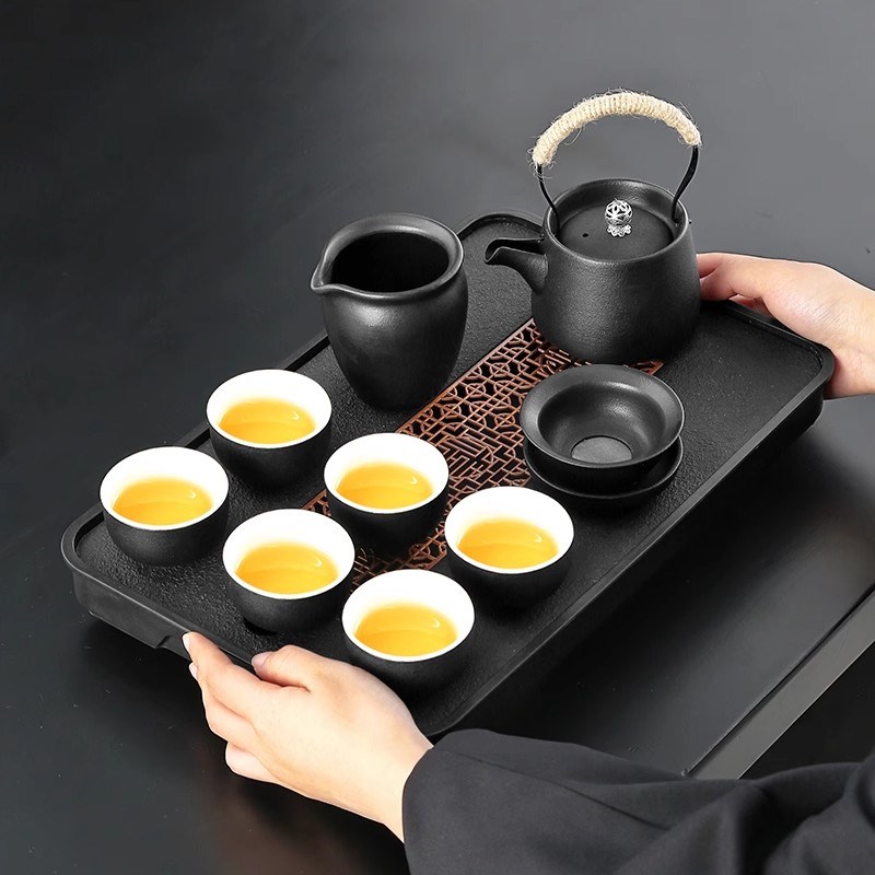 速发纯手工黑陶功夫茶具套装新款办公家用陶瓷茶壶茶杯高端轻奢泡