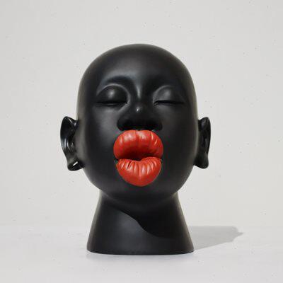 速发艺术黑屋树脂雕塑摆件中样板间样品色展示 心客厅书房简约装