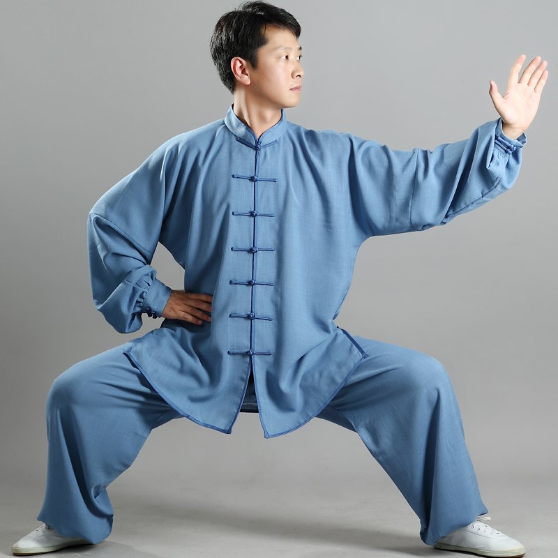速发太极服亚麻棉春夏秋服中老年晨练练功服男太极拳术武表演款套