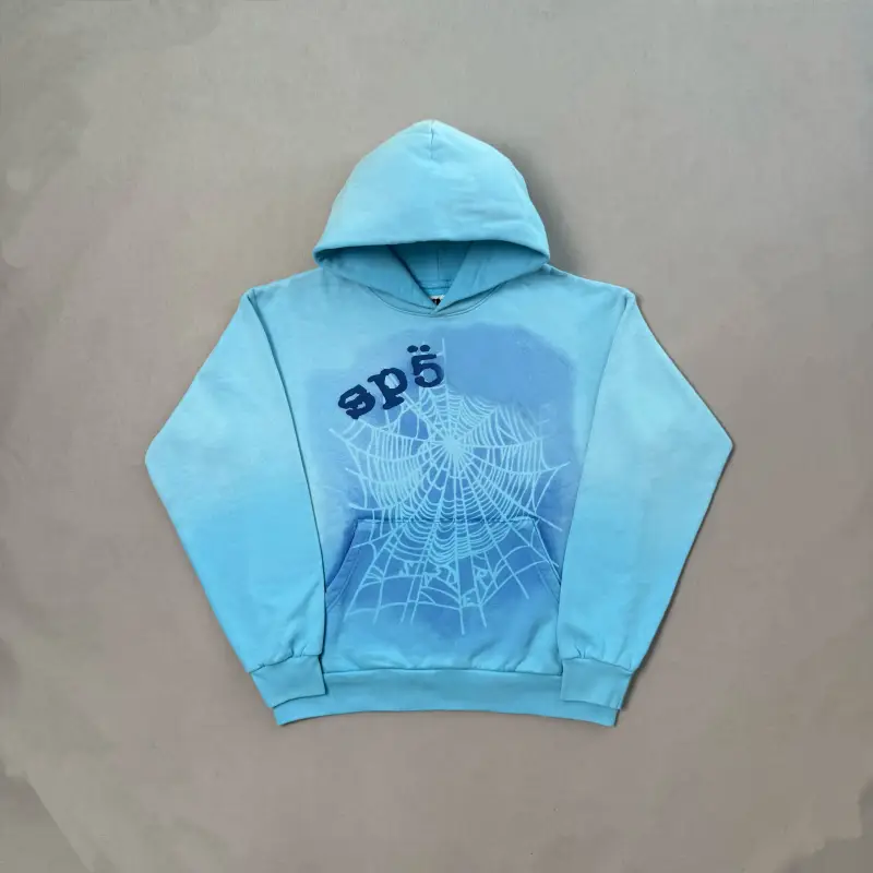Sp5der OG Web V2 Spray Hoodie Light Blue