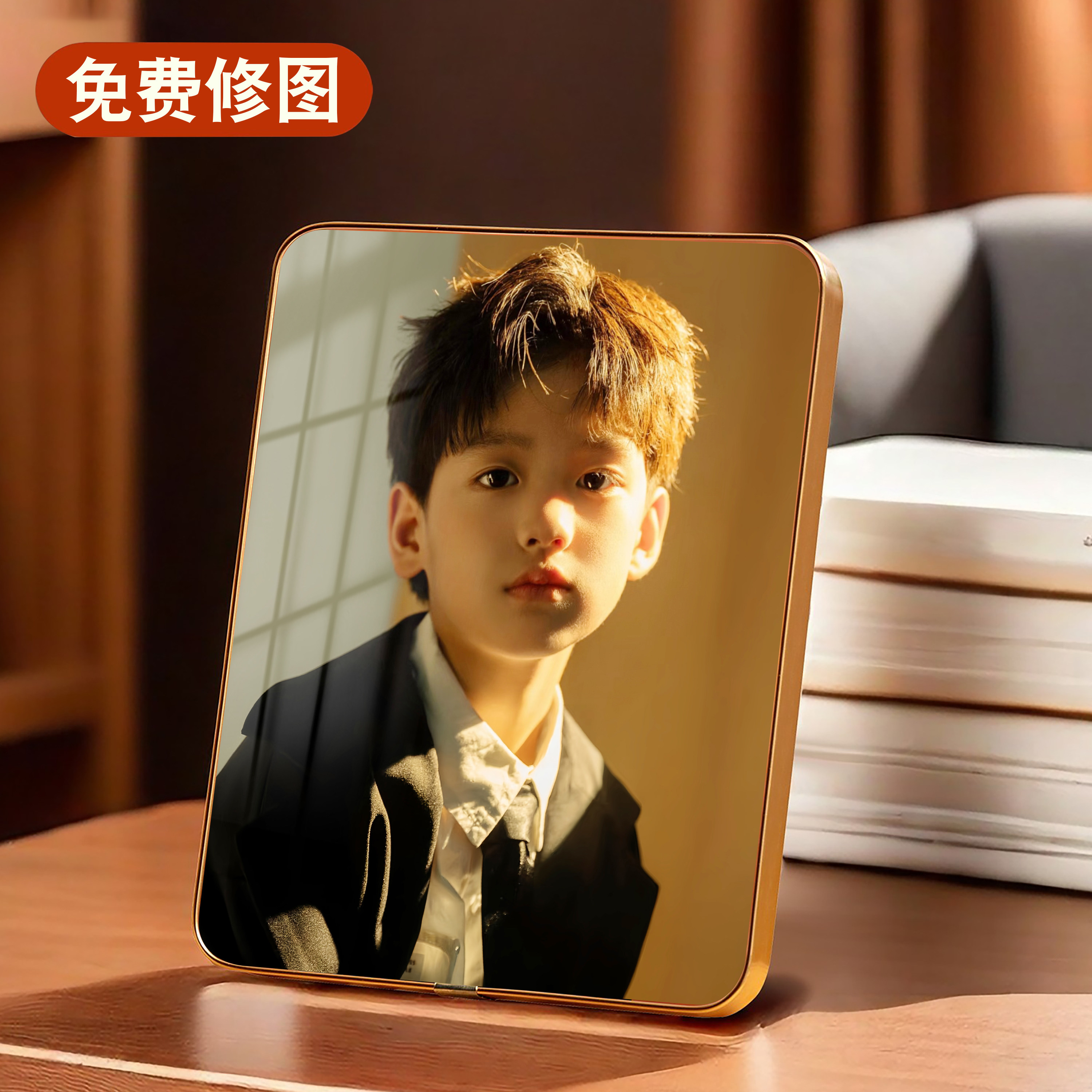 洗宝宝照片摆台定制儿童桌摆水晶打印婚纱相片制作相框挂墙高级感