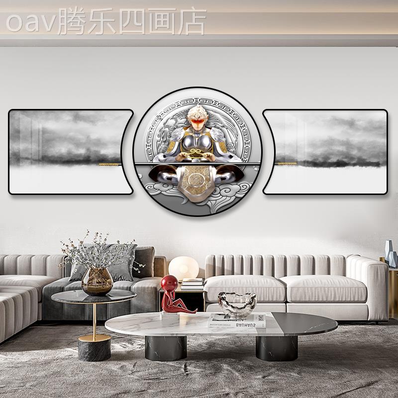 网红厅大圣归来客异发背景墙挂装饰画斗战佛胜孙悟画空三联型沙画图片