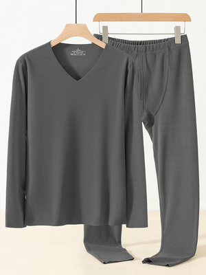 采购产品德国双面丝绒冬季男士内衣，无缝保暖套装，V领长袖t恤，