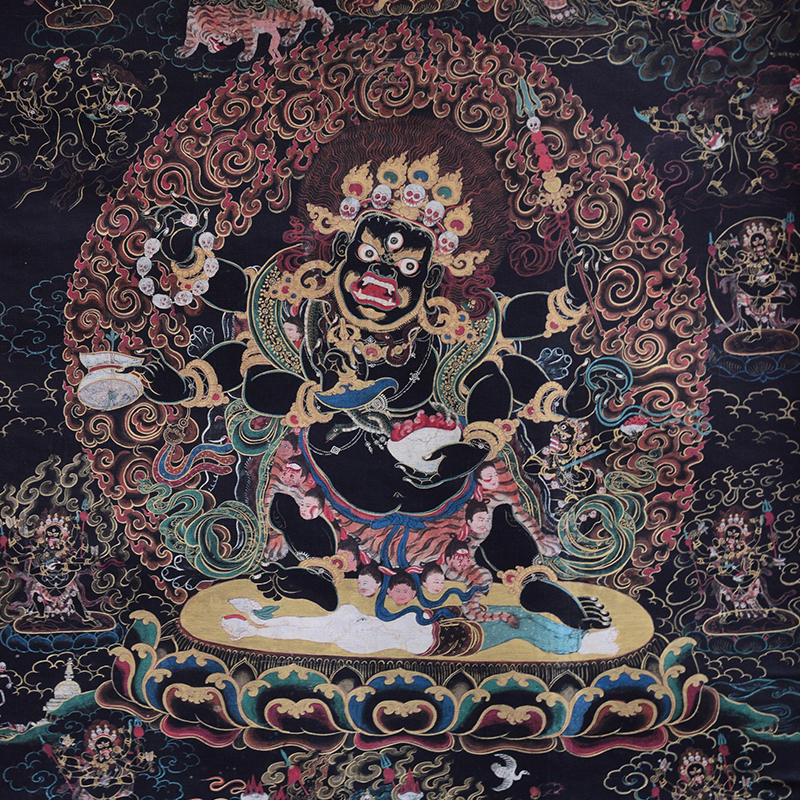 速发藏式传统画臂玛哈嘎拉唐卡挂家西藏密宗仿手绘六用客厅藏族装