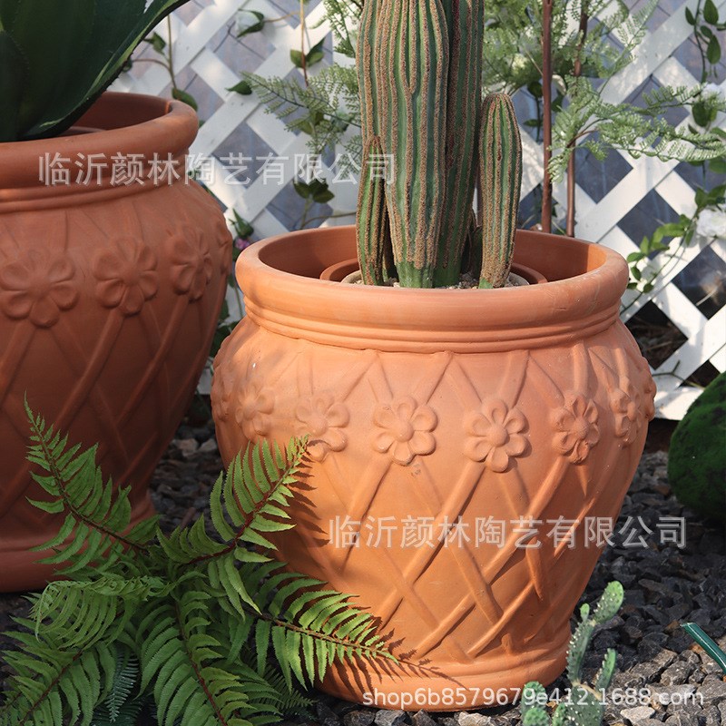 速发景观花篮盆红陶盆粗陶盆花园装饰盆陶盆花盆透气新手花盆