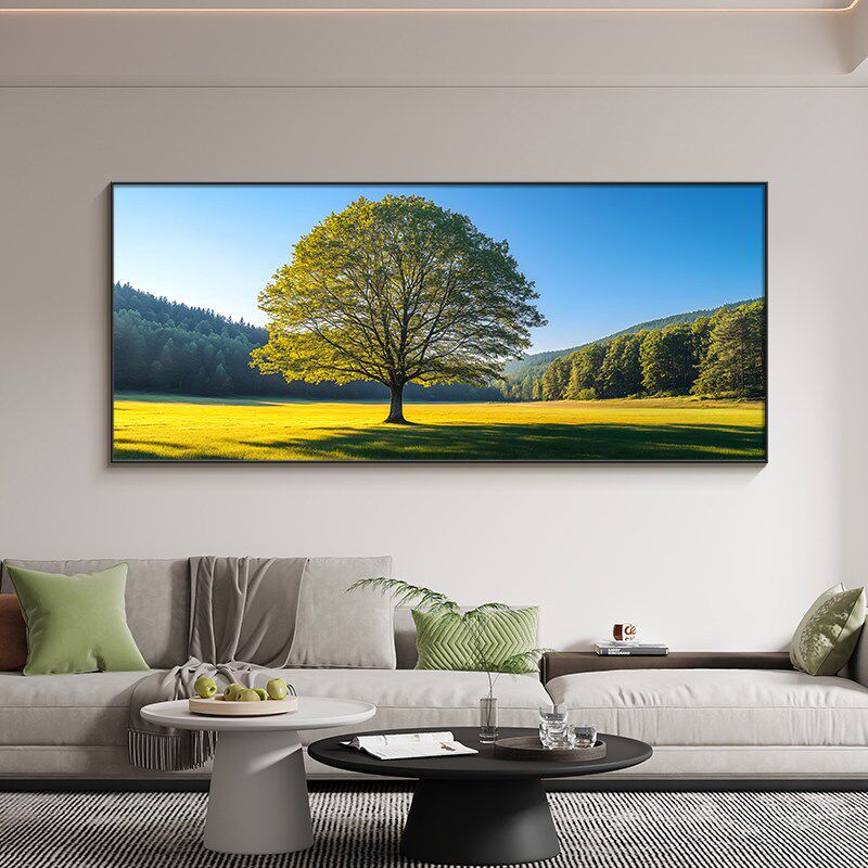 速发大树挂画现代简约客厅沙发背景墙装饰画小清新树木风景画绿植