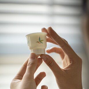 速发手绘文竹陶瓷主人杯茶杯仿宋杯夫足小品茗杯功高茶具小杯子
