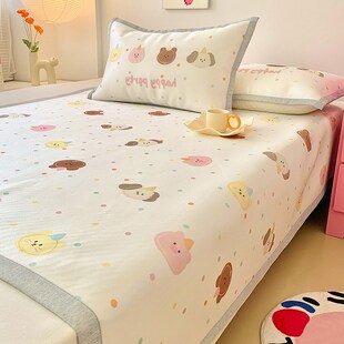 速发件花脸猫】快乐熊仔!夏季可爱柔软舒适牛奶丝凉席席三【套