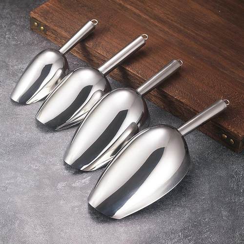 酒吧灵魂带漏水不锈钢亮光冰块专用铲调酒加厚冰粒砂糖米铲冰铲