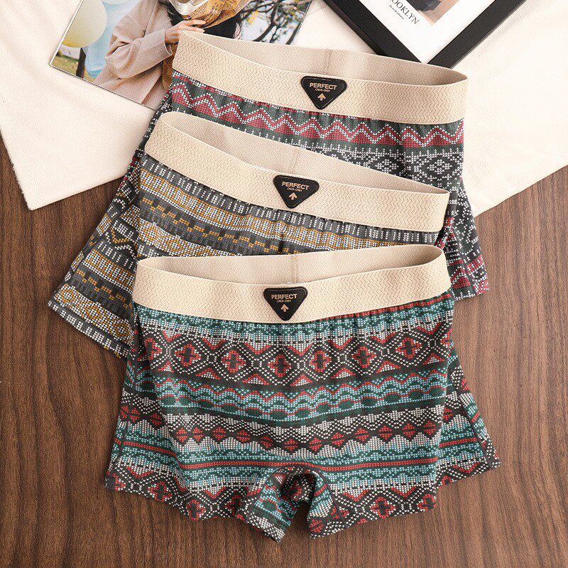 【下单立减50】新款复古印花女士内裤舒适透气民族风居家日用_WH2