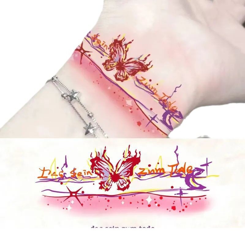 【下单立减50】手臂日落彩虹手腕ins个性可爱彩色少女纹身贴WH