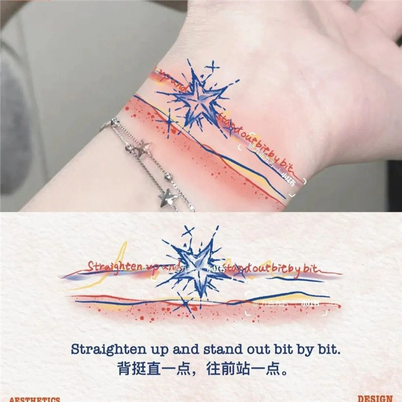 【下单立减50】手臂日落彩虹手腕ins个性可爱彩色少女纹身贴WF