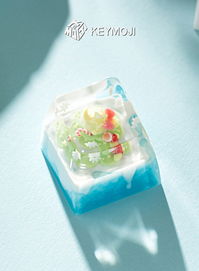KEYMOJI冰雪世界可爱卡通企鹅键帽透明滴胶手工制作电脑键盘装饰
