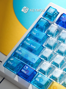 KEYMOJI蒙德里安原厂高度键帽键盘整套透明PBT客制化热升华108键