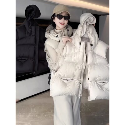 NativeRoad时尚连帽羽绒马甲女款2025秋冬季新款外穿韩版宽松背心