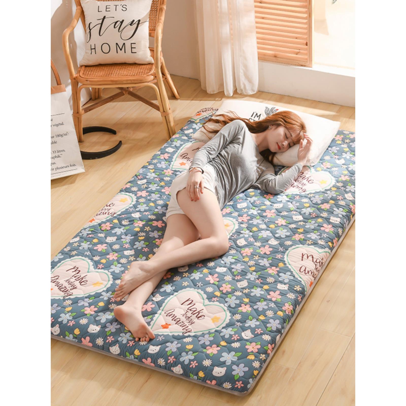 四季折叠加厚床垫地垫睡觉打地铺隔凉榻榻米软垫儿童爬行垫子家用