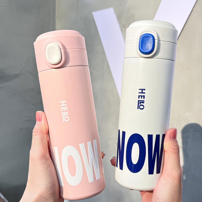 新款少女心学生水杯ins304不锈钢保温杯子男便携可爱宿舍弹盖杯子
