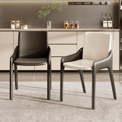 意式极简马鞍皮餐椅2025新款家用轻奢高级感餐桌椅餐厅岛台马鞍椅
