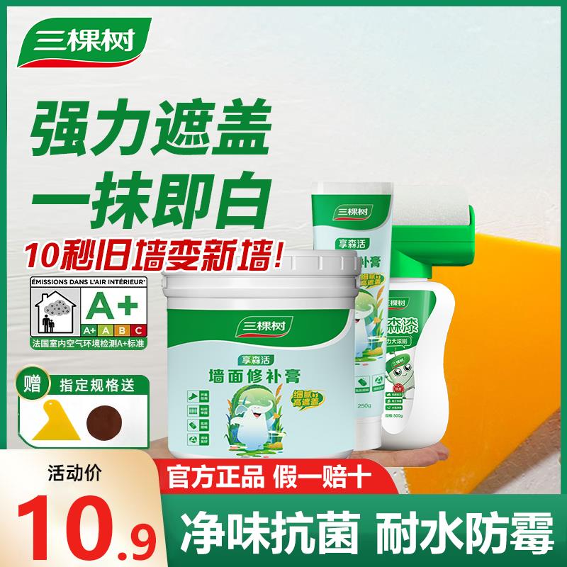 三棵树补墙膏防水墙面修补膏白色腻子粉家用内墙乳胶漆墙壁修复潮