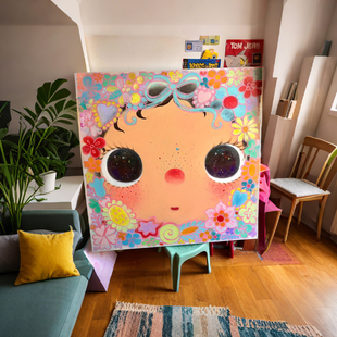 可爱yuy.玉客厅装饰画 画创意小女孩儿童房壁画 画卡通治愈系电表