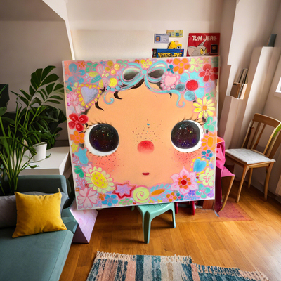 可爱yuy.玉客厅装饰画 画创意小女孩儿童房壁画 画卡通治愈系电表