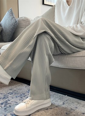 仓石一树潮牌休闲裤子男夏季薄款宽松直筒裤百搭冰丝垂感阔腿长裤