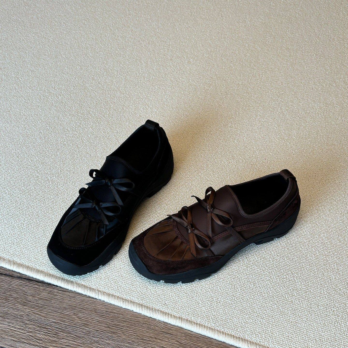 学院风厚底增高乐福鞋女春秋单鞋2025新款蝴蝶结小个子粗跟小皮鞋