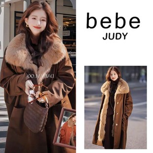 大码 bebe 派克服女冬季 美拉德穿搭长款 MM高级感减龄加绒大衣 judy