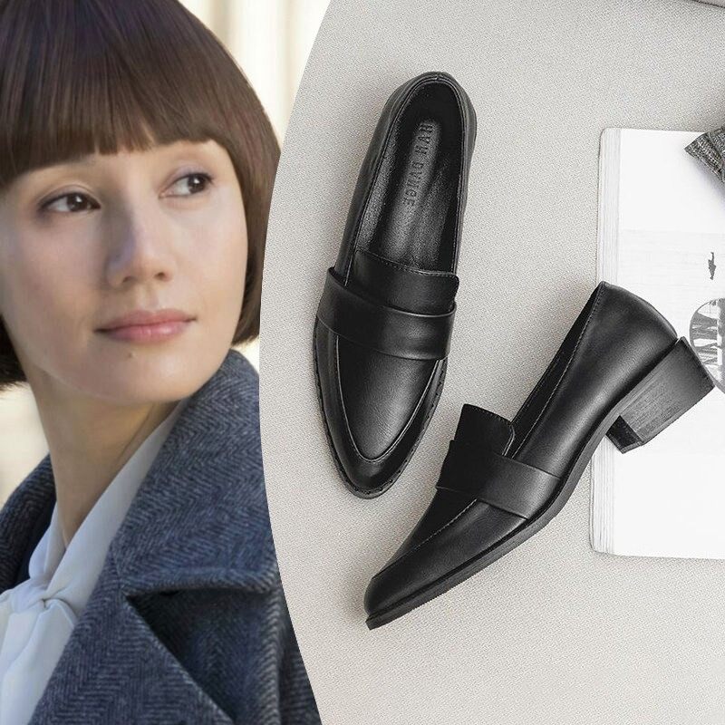 唐晶同款真皮小皮鞋女鞋乐福鞋尖头单鞋女春夏百搭平底鞋2025新款,女鞋,浅口单鞋,淘宝优惠券,粉丝福利购,淘宝优惠卷