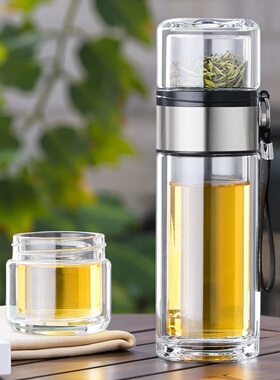 玻璃杯茶水分离德国ZSVIP 双层茶水仓便携泡茶杯大容量过滤茶水杯