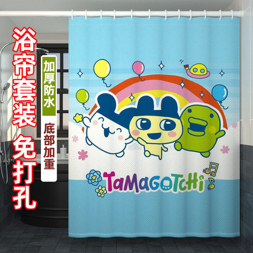 拓麻歌子日式浴帘免打孔浴室防水布卫生间干湿分离遮挡帘厕所门帘