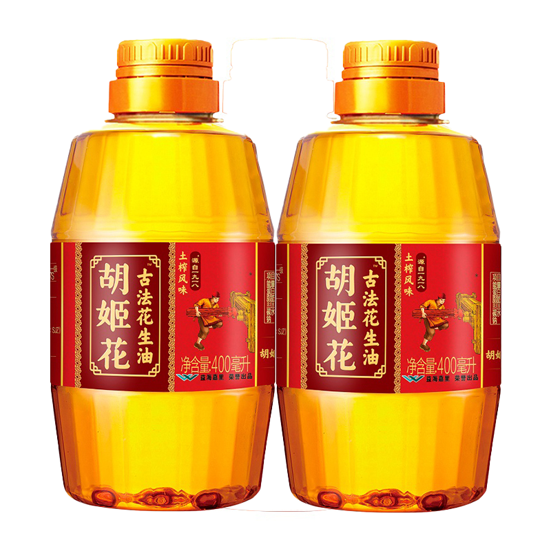 胡姬花古法土榨花生油400ML纯花生油家用食