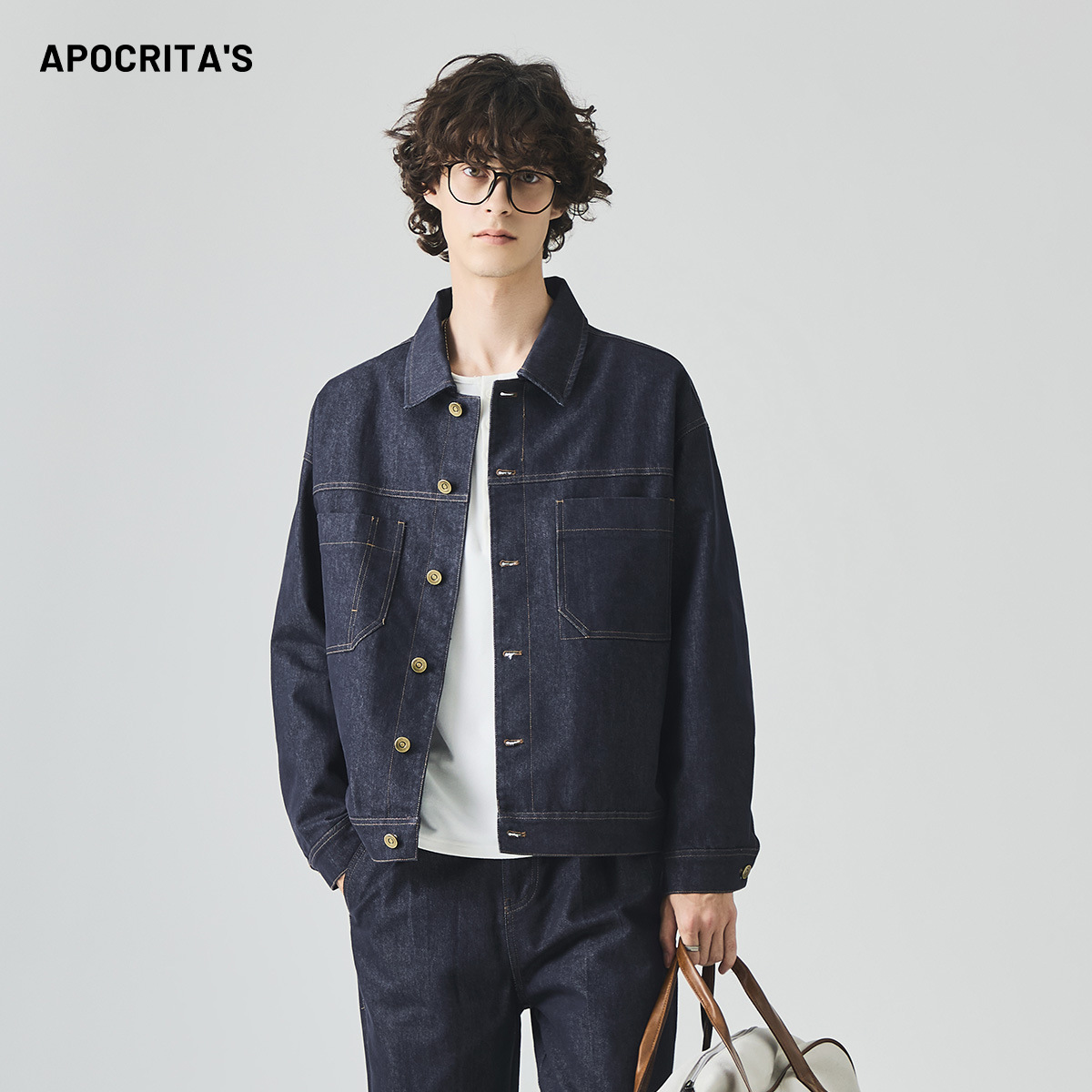 男士牛仔外套秋冬美式高街潮牌痞帅宽松夹棉休闲夹克|APO男装