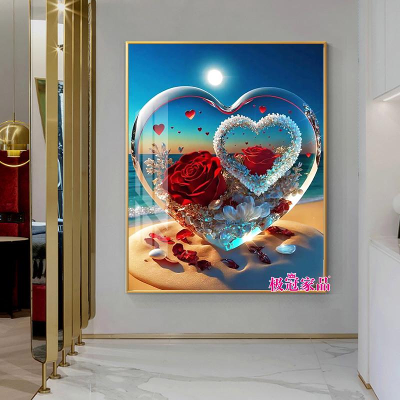 5d钻石画2024新款玫瑰海滩手工diy砖石贴画风景简约粘点钻十字绣