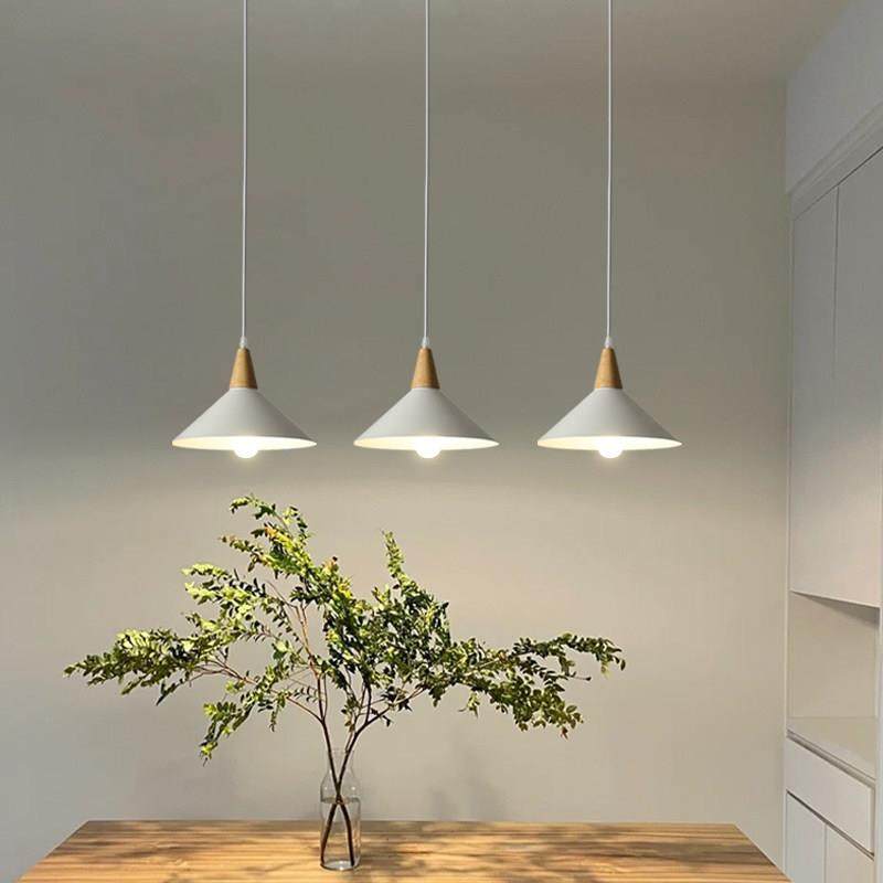 日式饭厅灯简约现代三头原木极简吊灯创意覆古民宿餐桌吧台茶室灯
