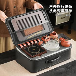 旅行茶具套装 户外车载围炉煮茶电陶炉便携式 家用玻璃茶壶功夫茶具