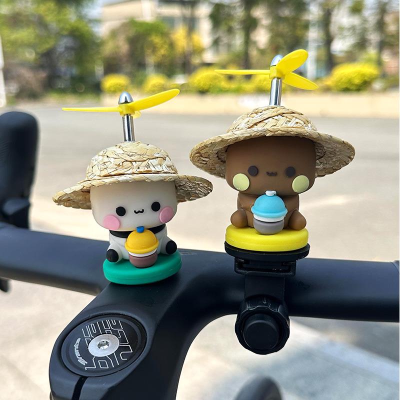可爱一二布布电动车公路自行车电动车机车装饰安全帽风车车载摆件