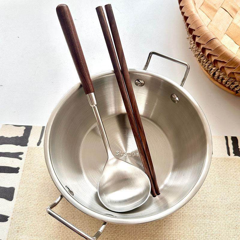 一人食304不锈钢双耳碗带手柄泡面 面碗餐具学生大容量碗加筷子勺,餐饮具,泡面碗,淘宝优惠券,粉丝福利购,淘宝优惠卷