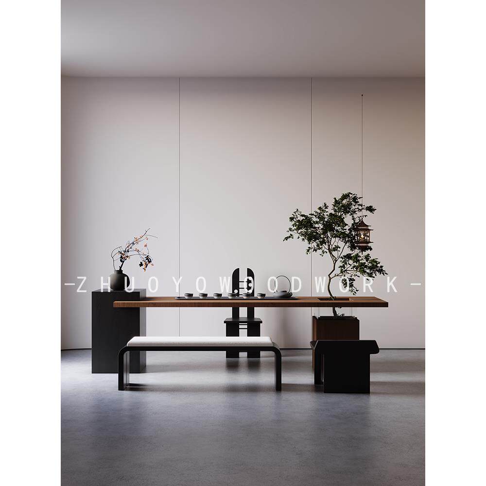 新中式现代简约实木岛台茶桌椅组合家用客厅办公轻奢高级感泡茶台