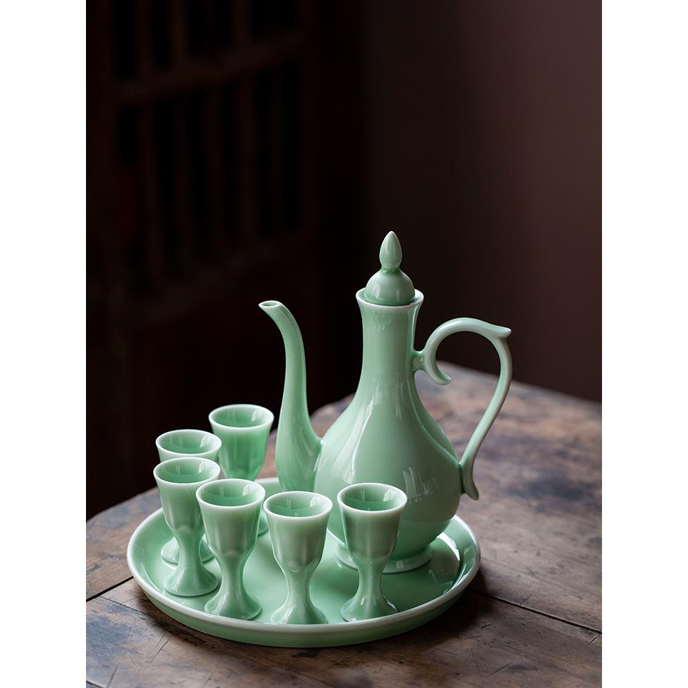 中式陶瓷酒壶仿古家用半斤装酒具套装分酒器老式一口杯古风白酒杯