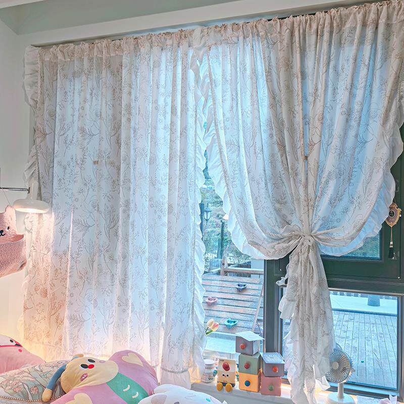 法式花边高级感甜美装饰帘子窗帘女生卧室厨房窗户遮挡帘透光垂帘