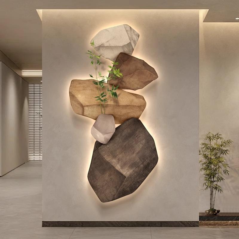 石来运转玄关装饰画LED灯入户正对门尽头走廊过道挂画客厅壁灯画