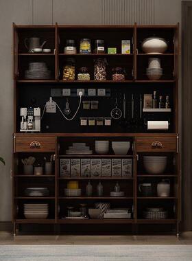 QLU中式餐边柜高柜木一体靠墙厨房柜子物储柜客厅收纳柜实新框置